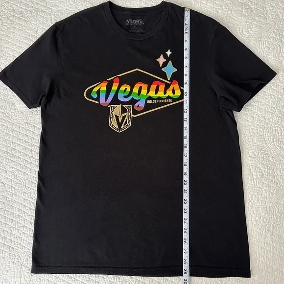Rare Vegas Golden Knights VGK Black Rainbow Pride T-Shirt Gold Foil Size XL - Picture 6 of 7